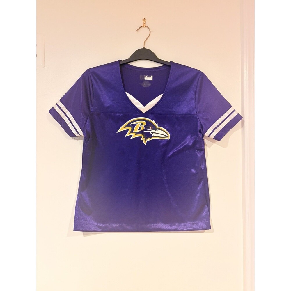 NFL Team Apparel Baltimore Ravens Purple Jersey Top Womens S/M V-Neck